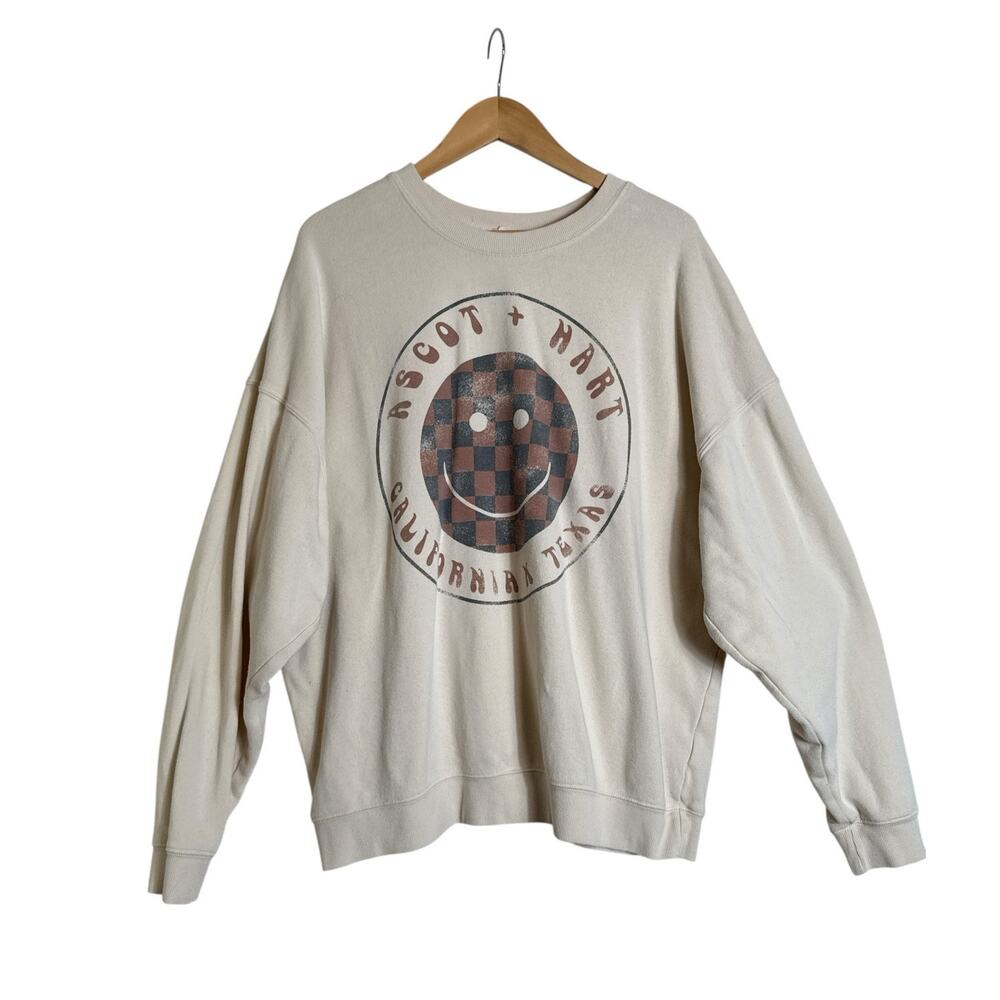 Ascot & Hart California Texas Graphic Sweatshirt XXL Cream Pullover - Picture 2 of 7